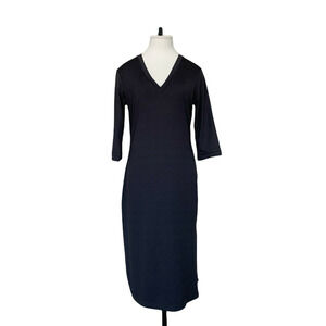 bedo sheath dress gray midi Stretch bodycon medium v neck